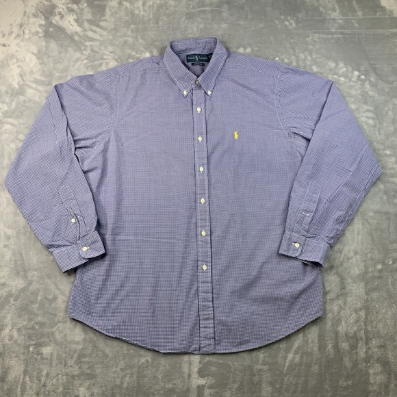 Polo Ralph Lauren Other - Polo Ralph Lauren Shirt Mens 2XL Blue Gingham Custom Fit Button Down Yellow Pony